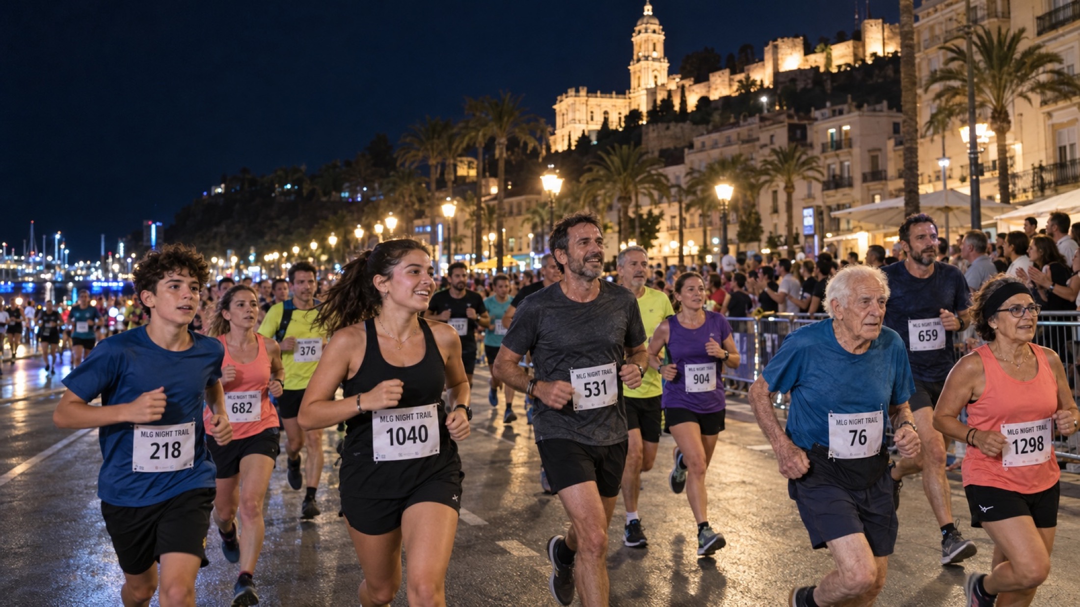 Corredores populares de distintas edades participan en MLG Night Trail por Málaga